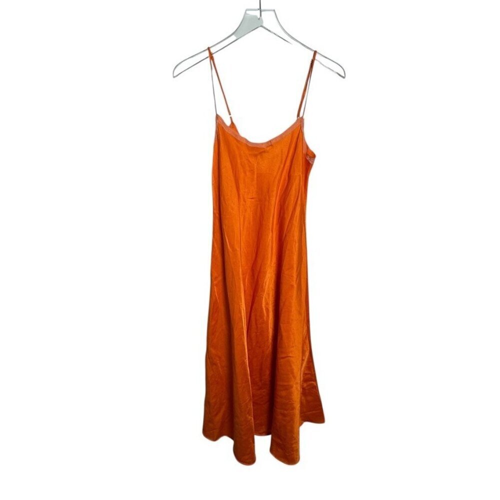 Brazeau Tricot Woman slip dress orange size 0 XS silk blend spaghetti straps - Picture 6 of 11